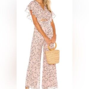 Tularosa Pink Floral Print Wide-leg Jumpsuit Size XXS